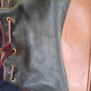 Ghurka Original Collection Pebbled Leather Green/Tan/Golden Hobo Shoulder Bag